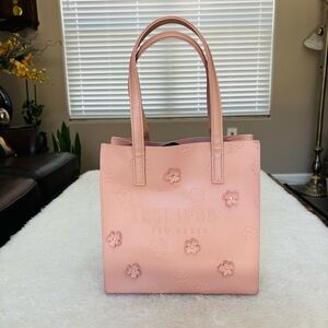Ted Baker Blush Pink Floral Faux Leather Small Tote 10”x 9.75”x 4”